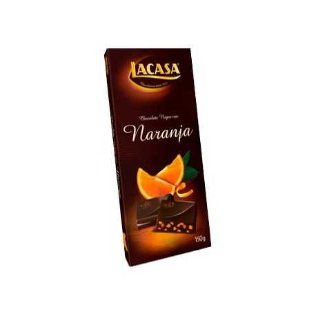 LACASA: 12 Tabletas Chocolate Negro con Naranja 100 gr.
