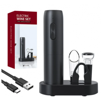Set de Vino con Abrebotellas Eléctrico 4 en 1