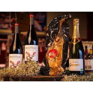 Paletilla de Ternasco de Aragón,  2 botellas Miranda Secastilla, 1 botella Codorniu Brut vintage