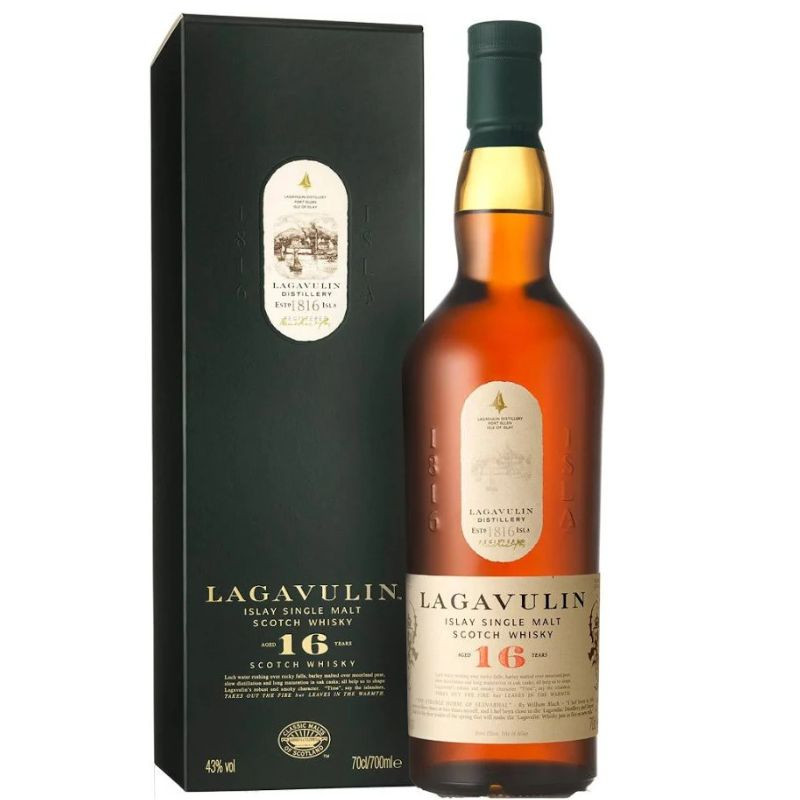Botella de whisky Lagavulin 16 años con estuche - Single Islay Malt Scotch Whisky