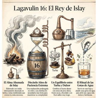 Botella de whisky Lagavulin 16 años con estuche - Single Islay Malt Scotch Whisky