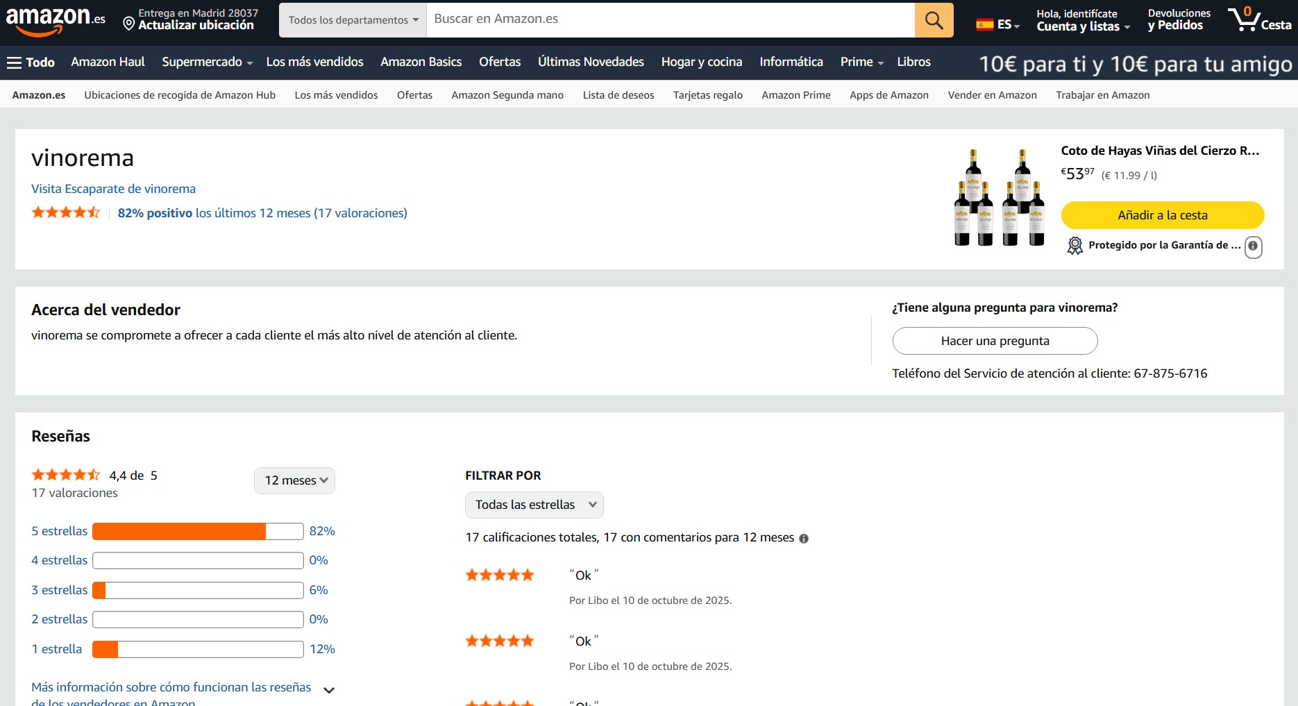 valoraciones de Amazon